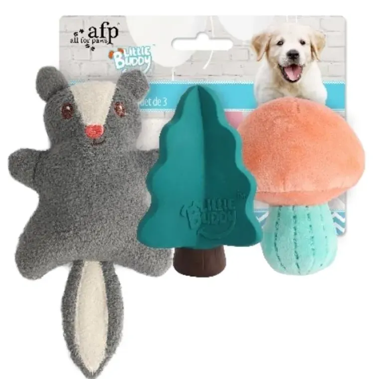 Hvalpelegetøj|All For Paws Hundelegetøj^All For Paws AFP Little Buddy Woodland Hvalpelegetøj | 3 stk.
