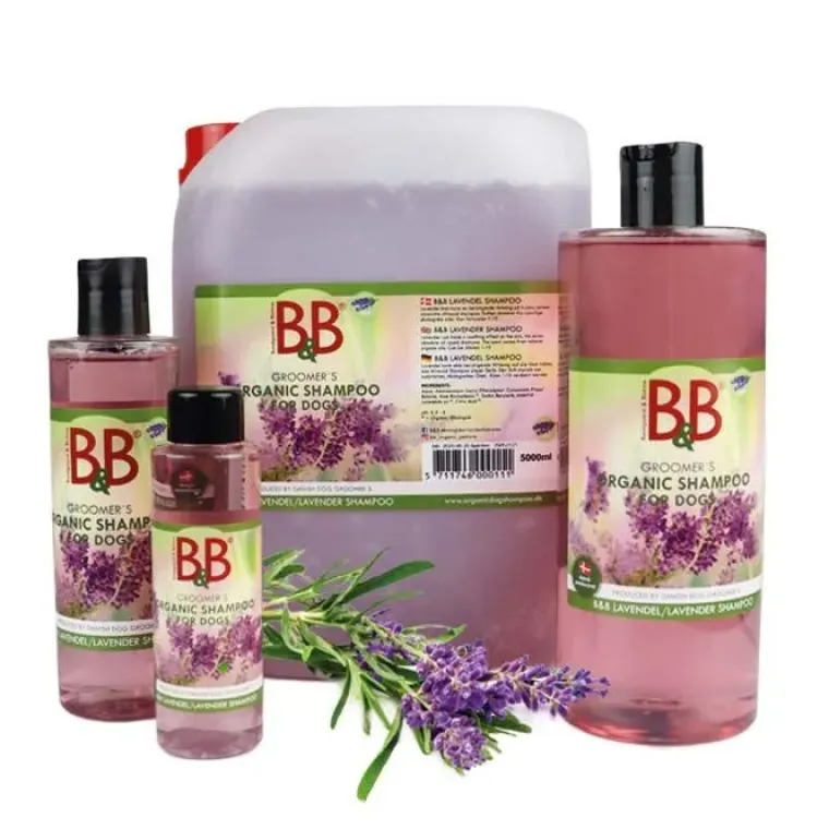 Hvalpeshampoo|Miljøvenlige, Bæredygtige & Øko Produkter^B&B Økologisk Hundeshampoo m.m. B&B Lavendel Shampoo | Økologisk hundeshampoo
