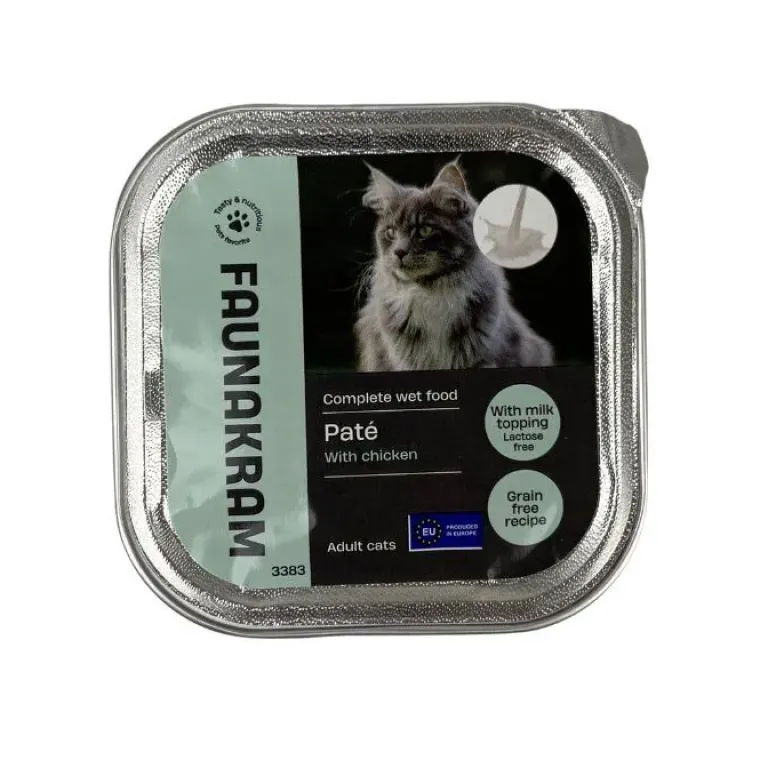 Kattefoder^Faunakram Cat Paté with Chicken Milk Topping |100g