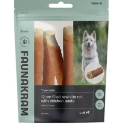 Godbidder Og Gnaveben^Faunakram Filled Rawhide Roll Chicken | 12 cm | 170g