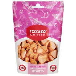 Hvalpegodbidder Og Gnaveben|Hundefødselsdag^Ficcaro Chicken & Pollock Hearts | 100g