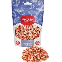 Hvalpegodbidder Og Gnaveben|Godbidder^Ficcaro Salmon & Chicken Cubes | 100g