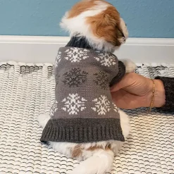 Julekurven|Hundetøj^Cotonshoppen Grå hundesweater med snefnug