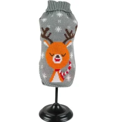 Julekurven|Hundetøj^Cotonshoppen Grå julesweater med sødt rensdyr