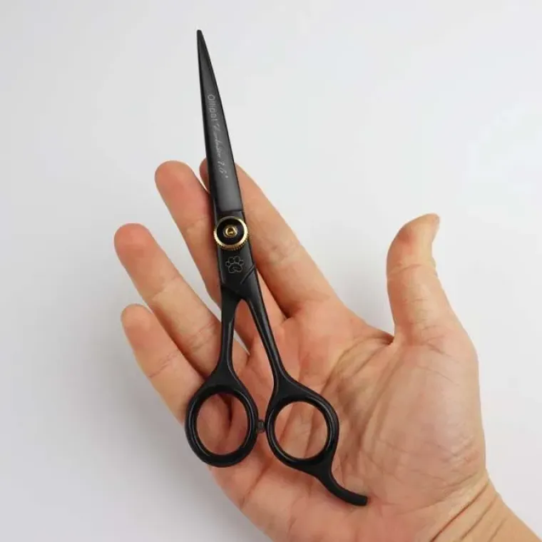 Pelsplejeredskaber^Ollipet Exclusive Black/Gold groomingsaks | 7,5"