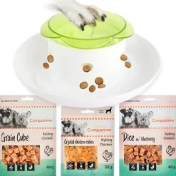 Aktivitetslegetøj Til Hunde|Hundelegetøjssæt^ Pakketilbud | Foderdispenser + 3 poser godbidder