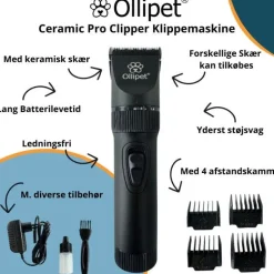 Groomingsæt|Hundetrimmere Og Klippemaskiner^ Pakketilbud | Ollipet Hundetrimmer Pakke | Ceramic Pro og Poteklippemaskine 2i1