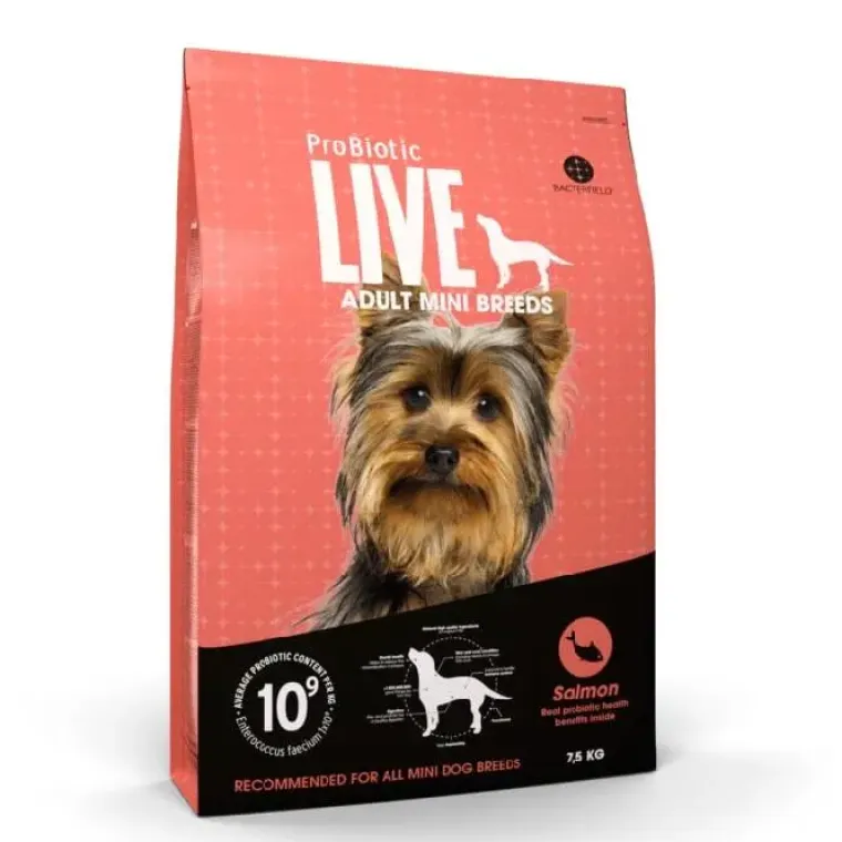 Hundemad^ProBiotic LIVE Hundefoder ProBiotic Live Mini Breeds Adult Laks | Tørfoder