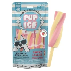 ☀️Sommerklar|Hundeferien^Pup Ice Twister hundeis | Jordbær og Vanilje 3 stk.