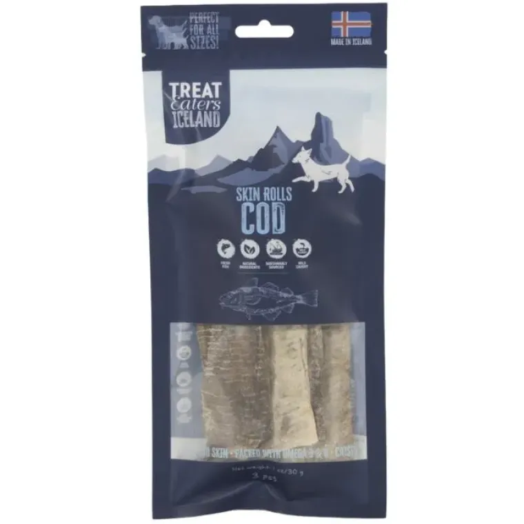 Godbidder Og Gnaveben^Treateaters Iceland Cod Skin Rolls | 70g