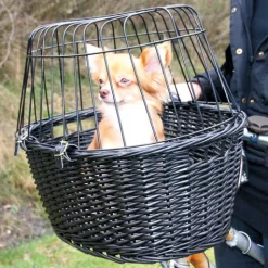 Hundeferien|Cykelkurv Til Hund^Trixie cykelkurv sortbejset flet med gitter