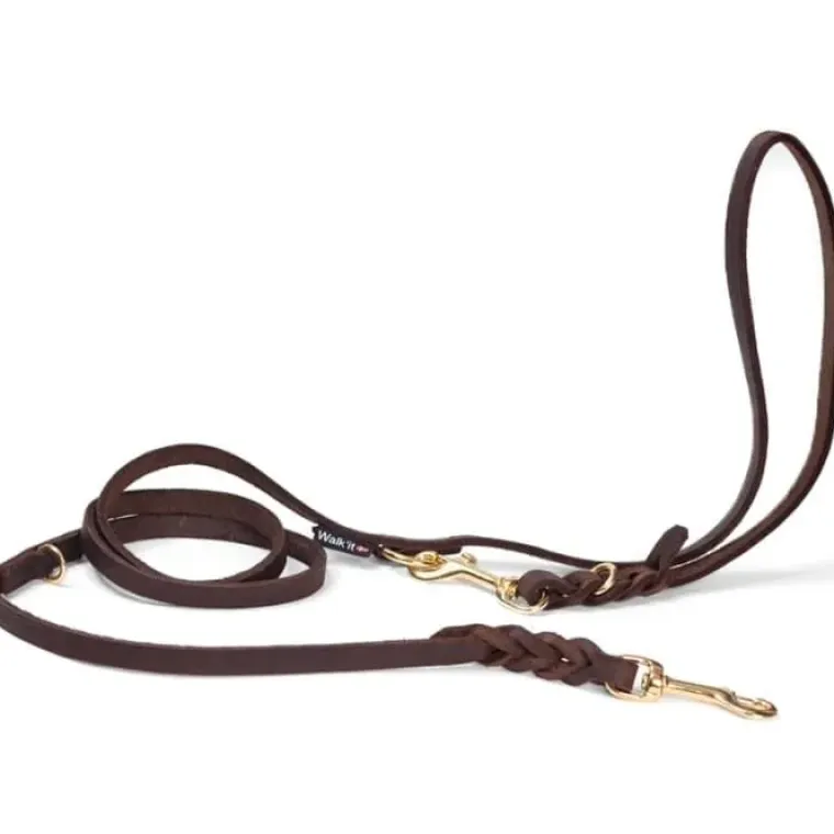 Hundesnor^Walk'it Justerbar Dressurline Læder/messing