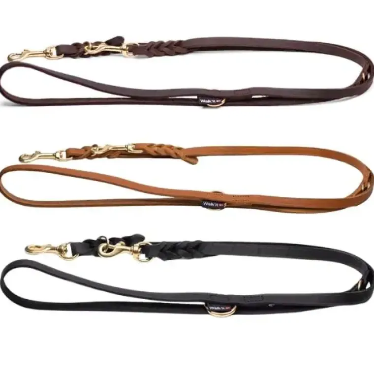 Hundesnor^Walk'it Justerbar Dressurline Læder/messing