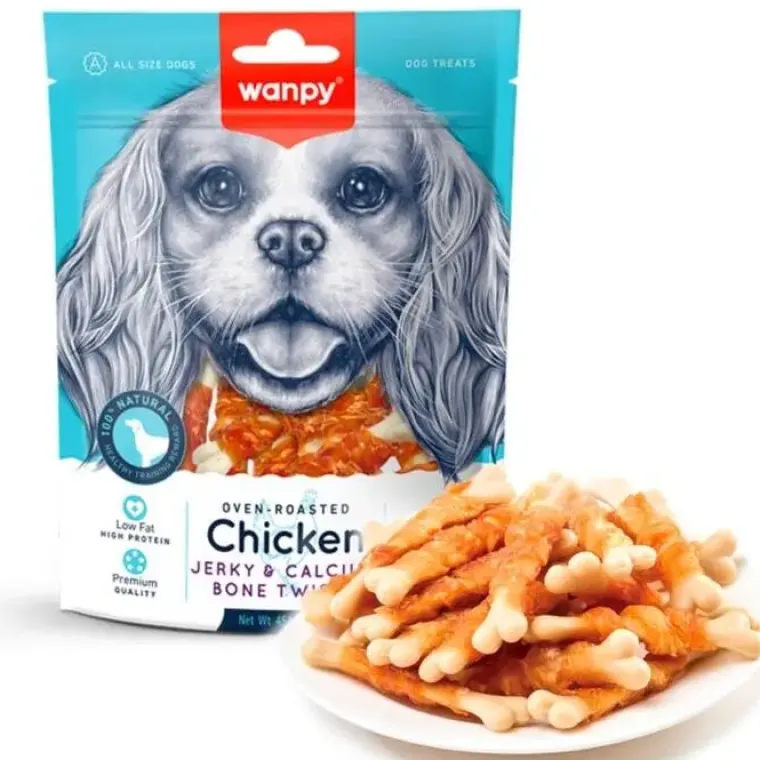 Godbidder Og Gnaveben^Wanpy Chicken Jerky & Calcium Bone Twists | 100g