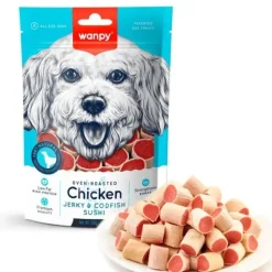 Godbidder Og Gnaveben^Wanpy Chicken Jerky & Codfish Sushi | 100g